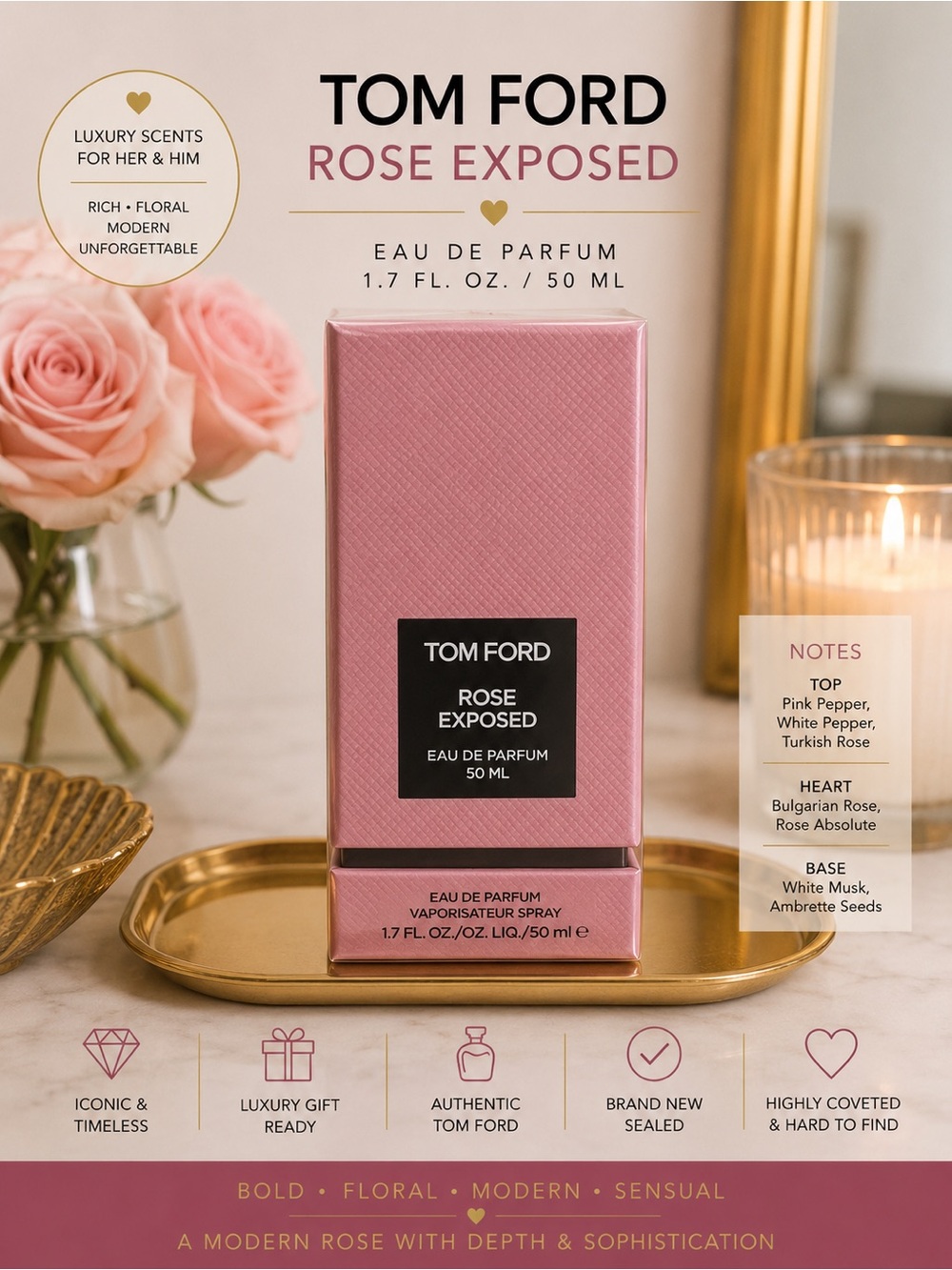 Tom Ford Rose Exposed 1.7 oz / 50 mL NIB NWT Sealed